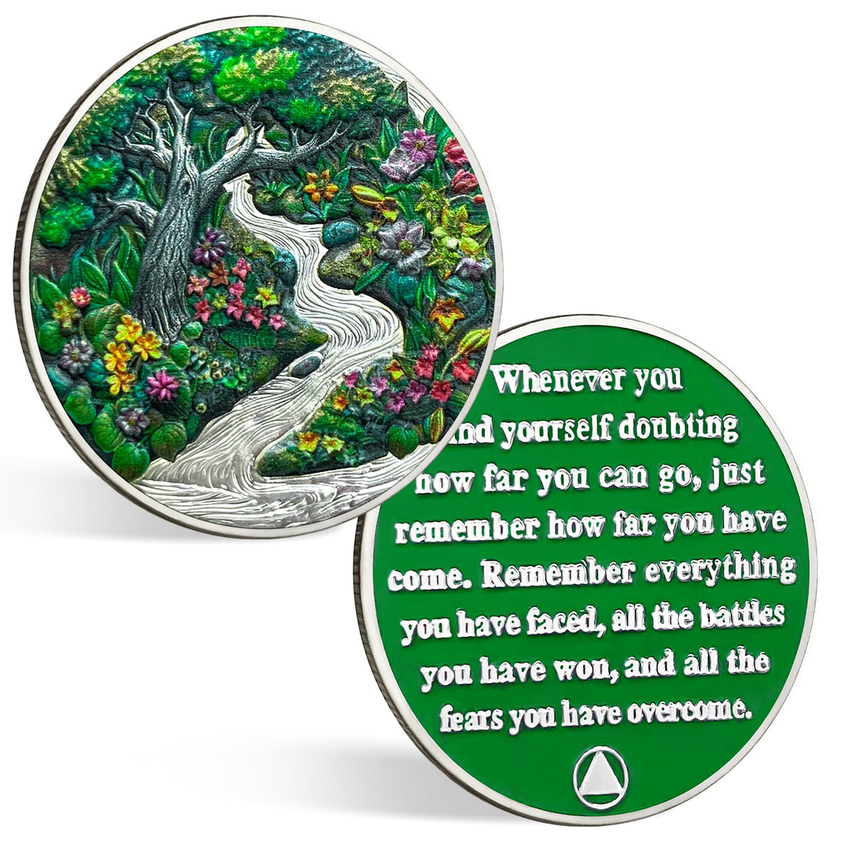 CHURYUML Sobriety Coin Gift Set with Capsule Display & Card| Spring Landscape Sobriety Chip Non-Religious AA Coins Recovery Medallions Sobriety Gifts for Men and Women Celebrating Sober