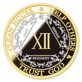 AA Sobriety Coin – Exquisite AA Anniversary Coins Medallions & Chips – The Perfect Sober Gift for AA Recovery and Clean Milestones (Twelve Years)