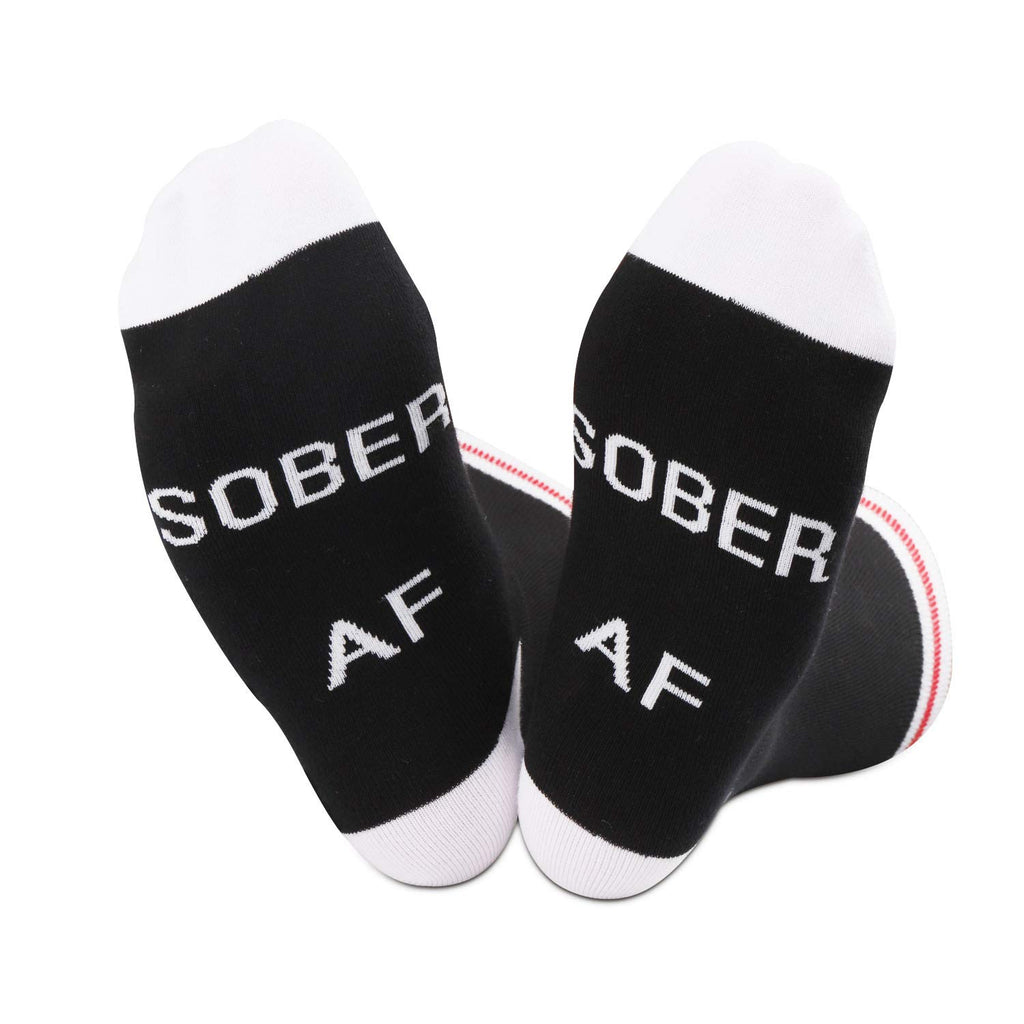 TSOTMO 2 Pairs Sobriety Anniversary Socks Sobriety Gift AA NA Recovery Socks Sober AF Encouragement Gift (Sober AF)