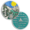 15 Year Sobriety Coin Fifteen Year AA Coin Alcoholics Anonymous Medallion Sun Chip AA Chips and Medallion Sobriety Gifts for Men Women Recovery Gift Anniversary Token Forest River Tree Coin