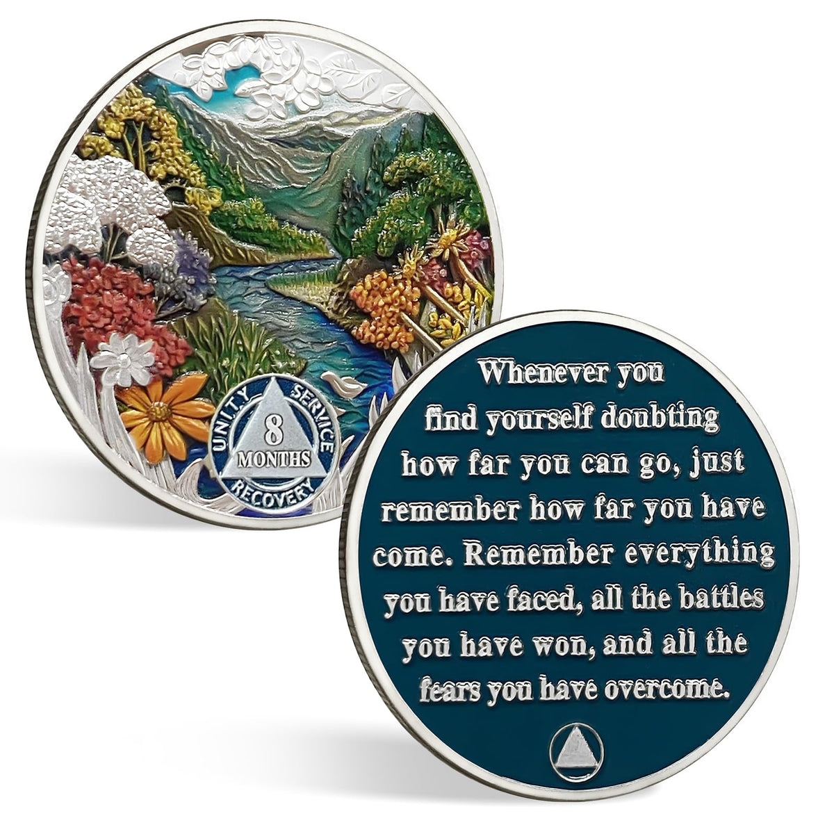 CHURYUML 8 Month Sobriety Coin Eight Month Sobriety Chip Recovery Medallions Sobriety Gifts for Men Women Sober Token Alcoholics Anonymous Addiction Recovery Gift with Capsule Display & Card