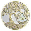 36 Year XL 40mm Nickel & Gold Plated AA Coin - Sobriety Mint Twisted Tree of Life Recovery Medallion/Chip - Silver/Gold