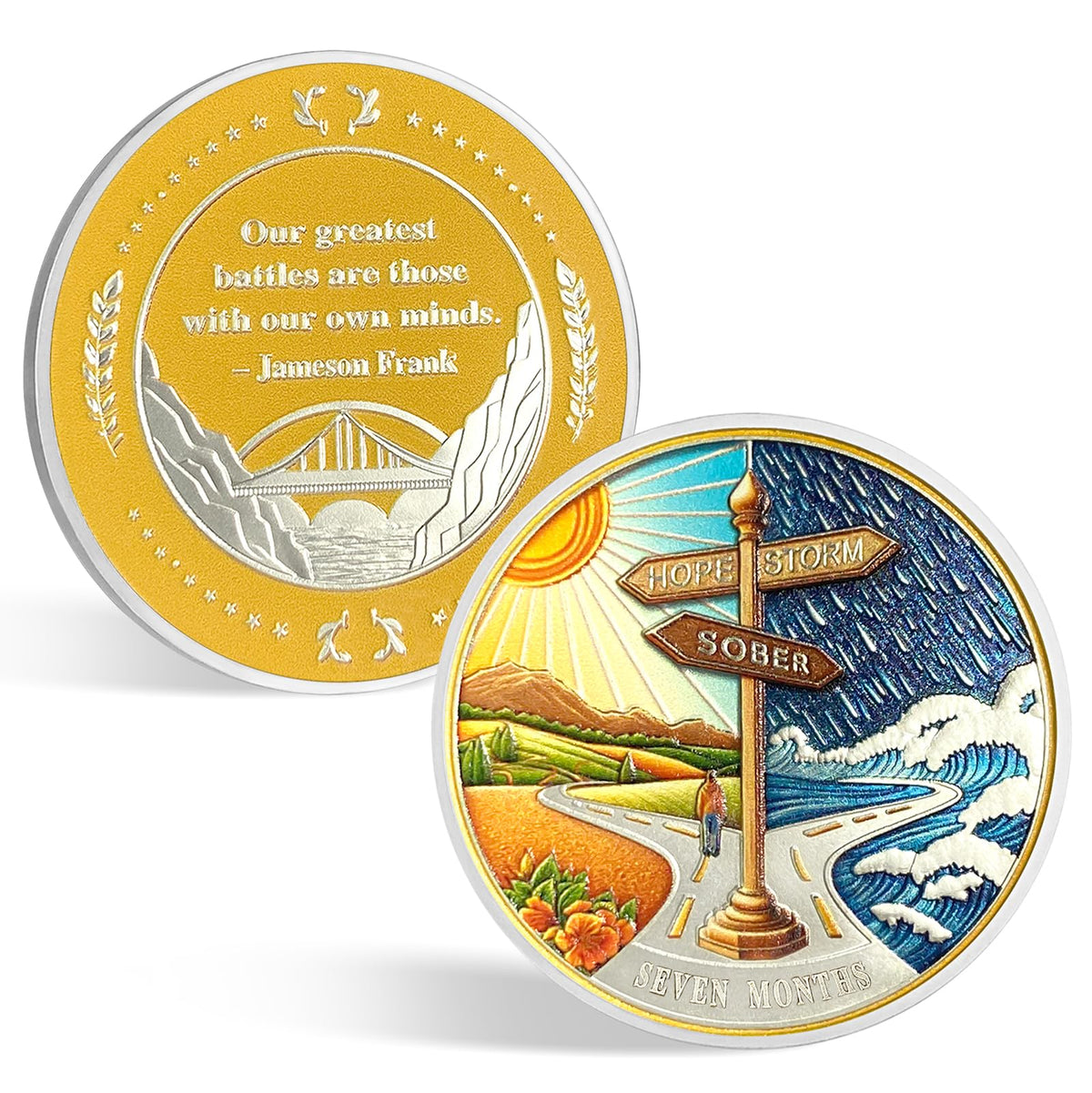 CHURYUML 7 Month Sobriety Coin Original Hope or Storm AA Coins Non-Religious Recovery Medallions Seven Month Sober Chip Sobriety Gifts for Women Men Alcoholics Anonymous Addiction Recovery Gift