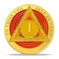 1 Month Sobriety Coin - AA Chips and Medallions with Serenity Prayer - Ideal Sobriety Gifts for Women & Men - Alcoholics Anonymous Recovery Token - Colorful Triangle AA Coins and AA Chips