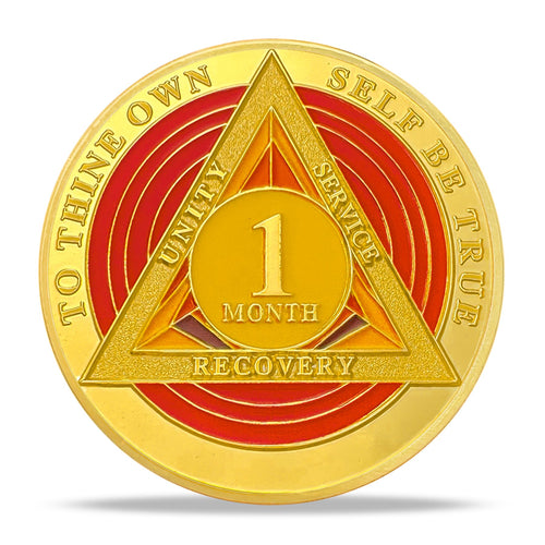 1 Month Sobriety Coin - AA Chips and Medallions with Serenity Prayer - Ideal Sobriety Gifts for Women & Men - Alcoholics Anonymous Recovery Token - Colorful Triangle AA Coins and AA Chips