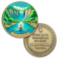 Inspirational Waterfall Landscape Sobriety Coin Meditator Under The Waterfall Sobriety Chip AA Chips and Medallion Recovery Anniversary Token Sobriety Gifts for Men Women Alcoholics Anonymous Gift