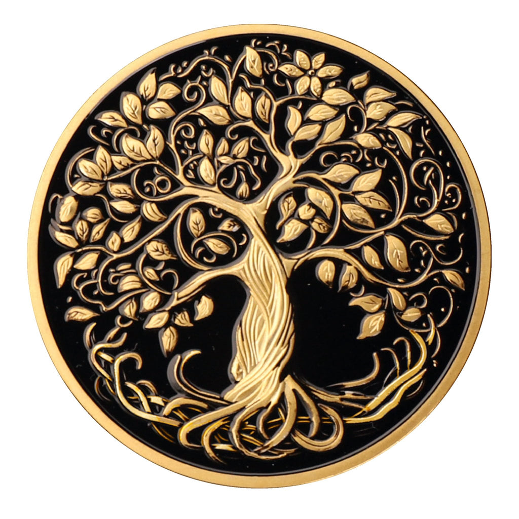 Premium Sobriety Coins & Chips - Tree of Life - Meaningful Gifts to Celebrate and Support Sobriety Journeys (Gold & Black)