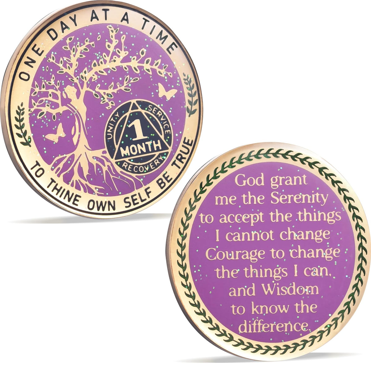 LParkin 1 Month Sobriety Coin Tree of Life Sobriety Coin Sobriety Gifts for Women 30 Day Sobriety Chip Alcoholics Anonymous Medallion