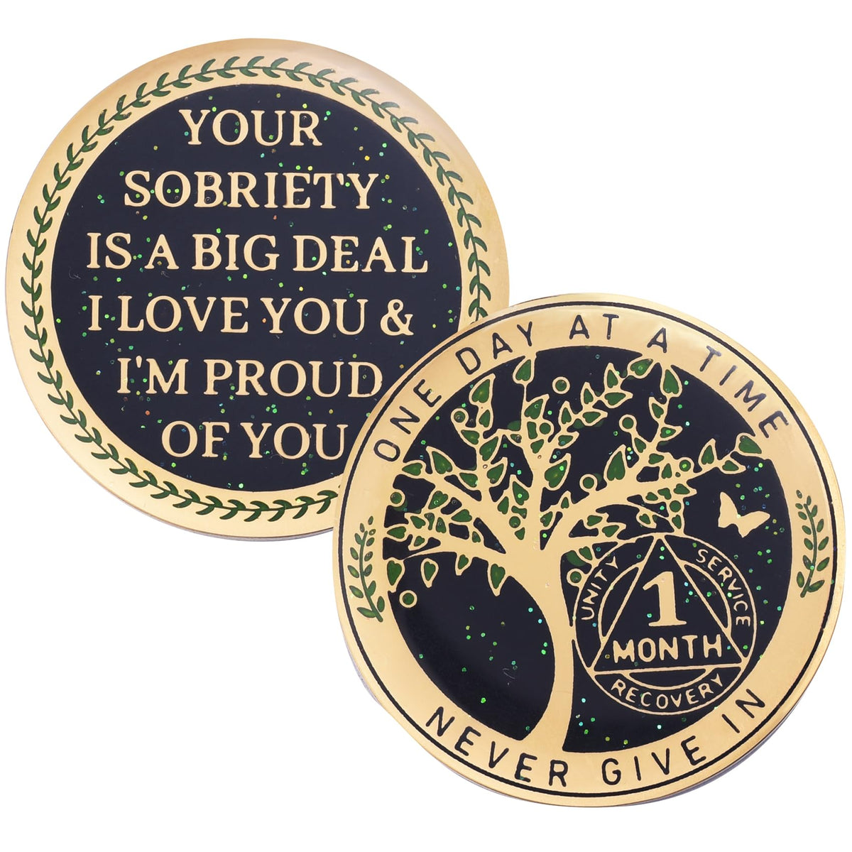 One Month Sobriety Coin AA Chips and Medallions Tree of Life Recovery Coins 30 Days Anniversary Token Sobriety Gifts for Men Women Alcoholics Anonymous Gifts
