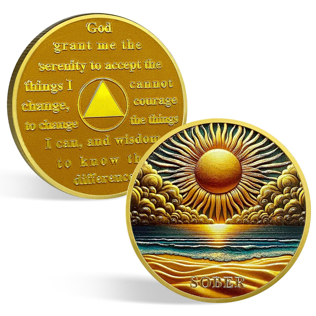 CHURYUML Sunlight Sobriety Coin Original Sobriety Chip Serenity Prayer AA Coins Recovery Medallions Sober Tokens Sobriety Gifts for Men Women Alcoholics Anonymous Addiction Recovery Gift