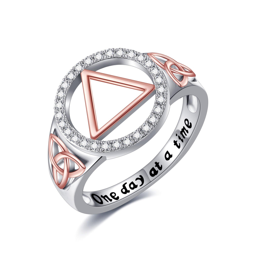 HUKKUN AA Sobriety Ring 925 Sterling Silver Alcoholics Anonymous Ring Celtic Stay Sober Recovery Rings Alcoholics Anonymous Ring for Women Friends Size 9