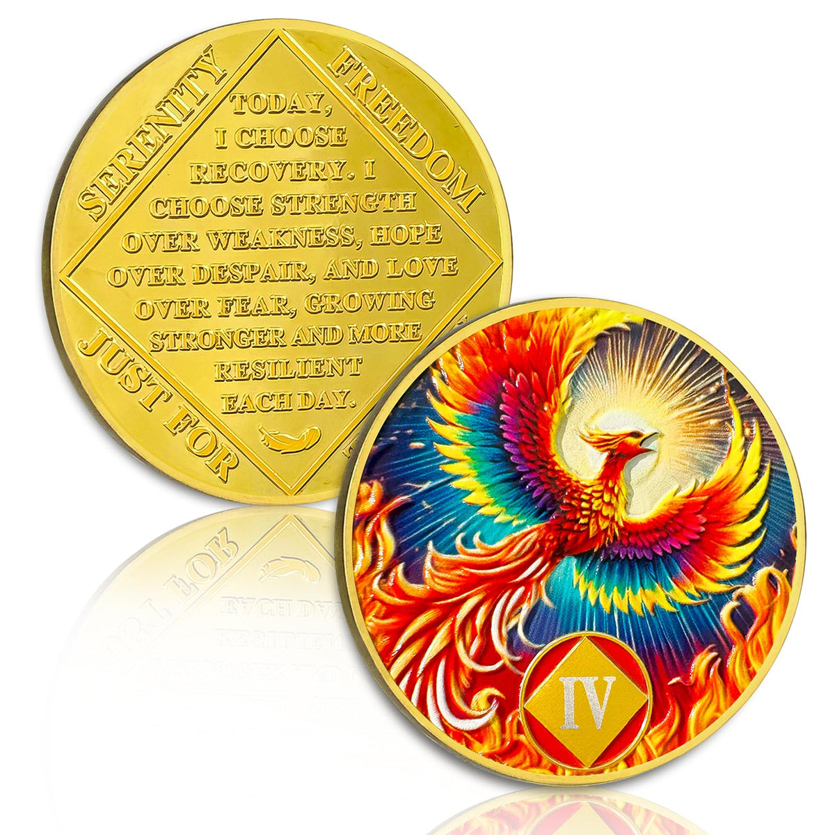 Phoenix of Light 4 Year Sobriety Coin Phoenix NA Sobriety Chip NA Chips and Medallion Narcotics Anonymous Chip AA NA Coin Recovery Chip Sobriety Gifts for Men Women Narcotics Anonymous Gift