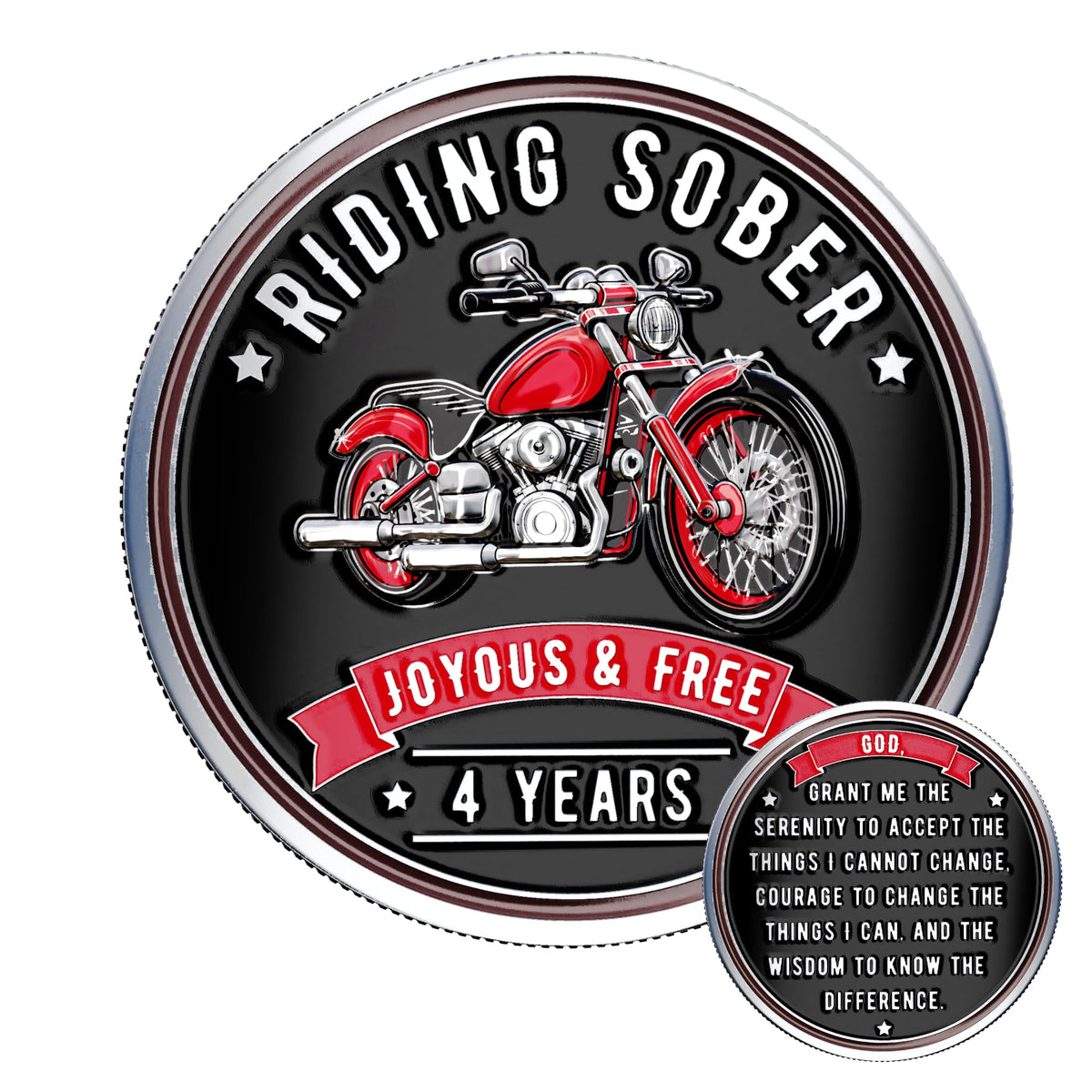 MilestoneMint 4 Year Sobriety Coin - Riding Sober AA Medallions - 4 Year AA Chips & Medallions to Celebrate Milestones - Four Year Sober Coin Gift for Men & Women in Recovery