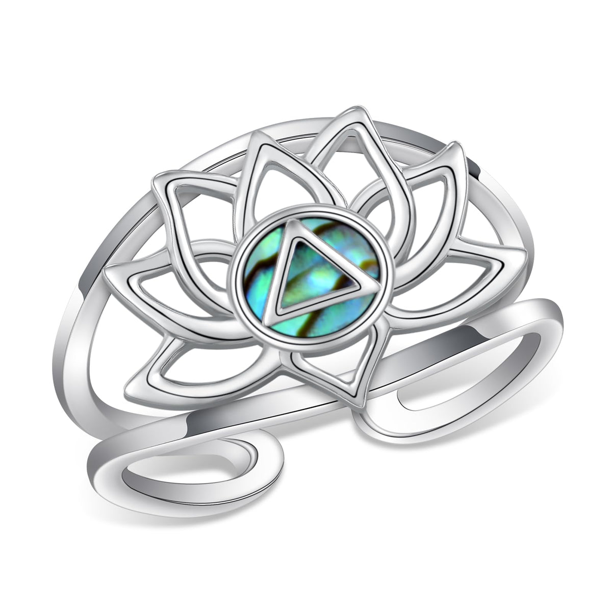 Feijiesi AA Sobriety Gifts Sterling Silver Alcoholics Anonymous Recovery Symbol Ring Lotus Alcoholics Anonymous Gifts for Women