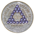 Recovery Mint Sobriety Chip AA Silver Triplate Tanzanite Bling (22 Year)